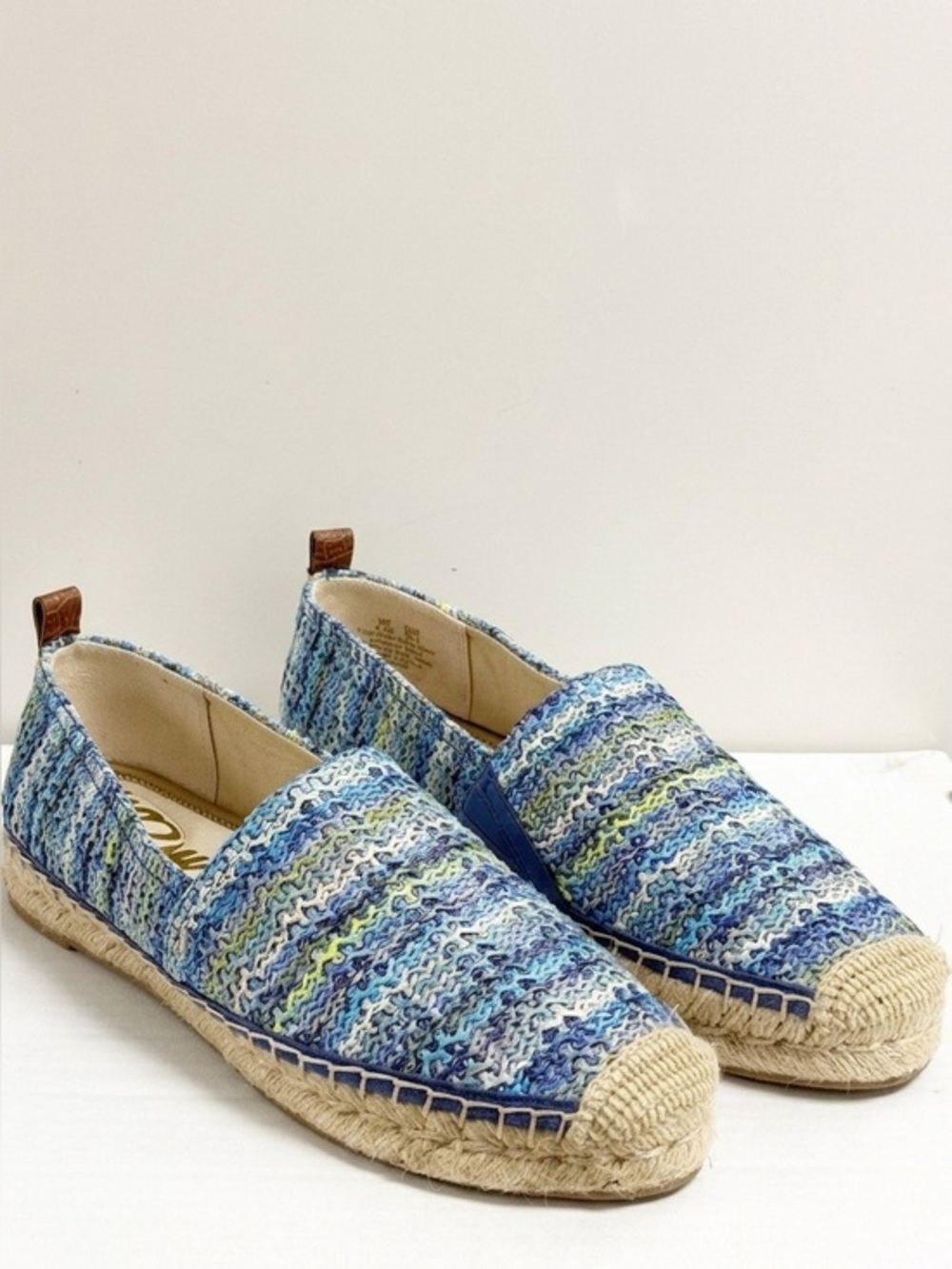 Sam Edelman Khloe Espadrille Flats Blue Multi Striped Raffia Resort Vacation 8.5